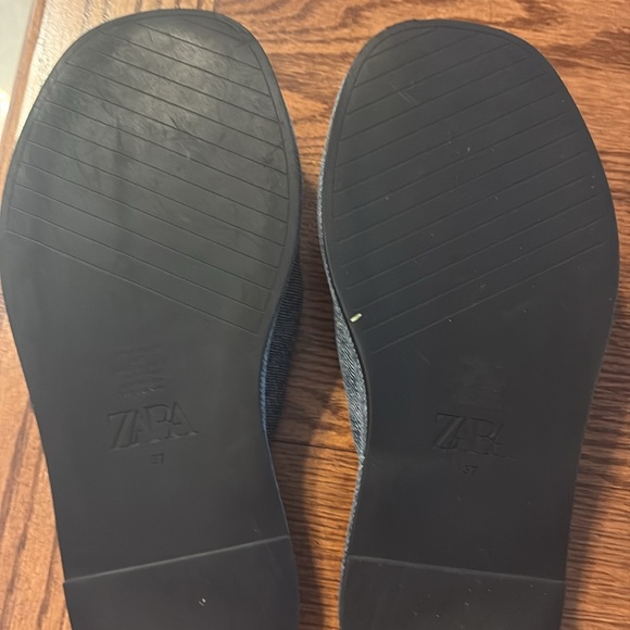 Zara women’s textile denim blue knot slide sandals flat NWOT size 7 - Picture 6 of 10